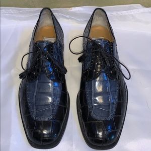 Black+Light Blue Ferrini Alligator Shoes